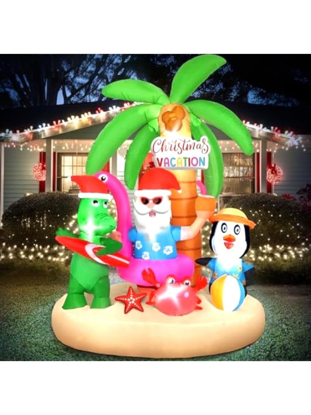 Christmas Inflatable Sunny Christmas Santa Claus 7ft Blow up Yard Decoration